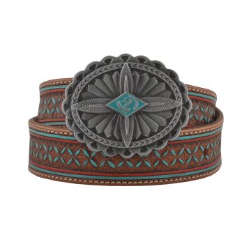 Crystals Hand-Tooled Leather Belt